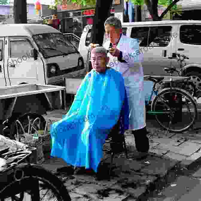 A Barber Giving A Haircut In A Hutong In Beijing. My Beijing: Four Stories Of Everyday Wonder