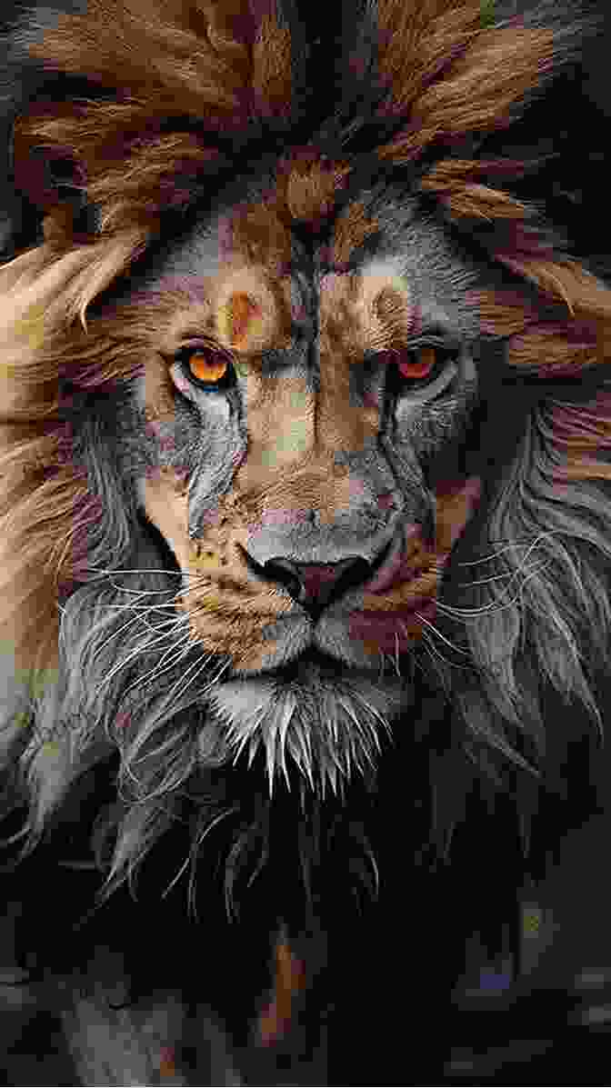 A Majestic Image Of A Lion, Its Piercing Gaze Captivating The Viewer. Themed Word Searches: Fruits Animals And Music