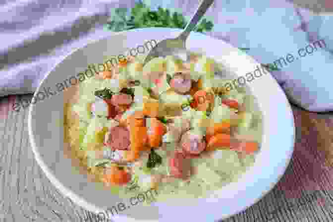 A Steaming Bowl Of German Kartoffelsuppe, Topped With Fresh Parsley And Croutons, Showcasing Its Creamy Texture And Hearty Ingredients. Tasty Traditional German Cuisine: German Food Recipes You Can Cook At Home: German Cuisine Cookbook